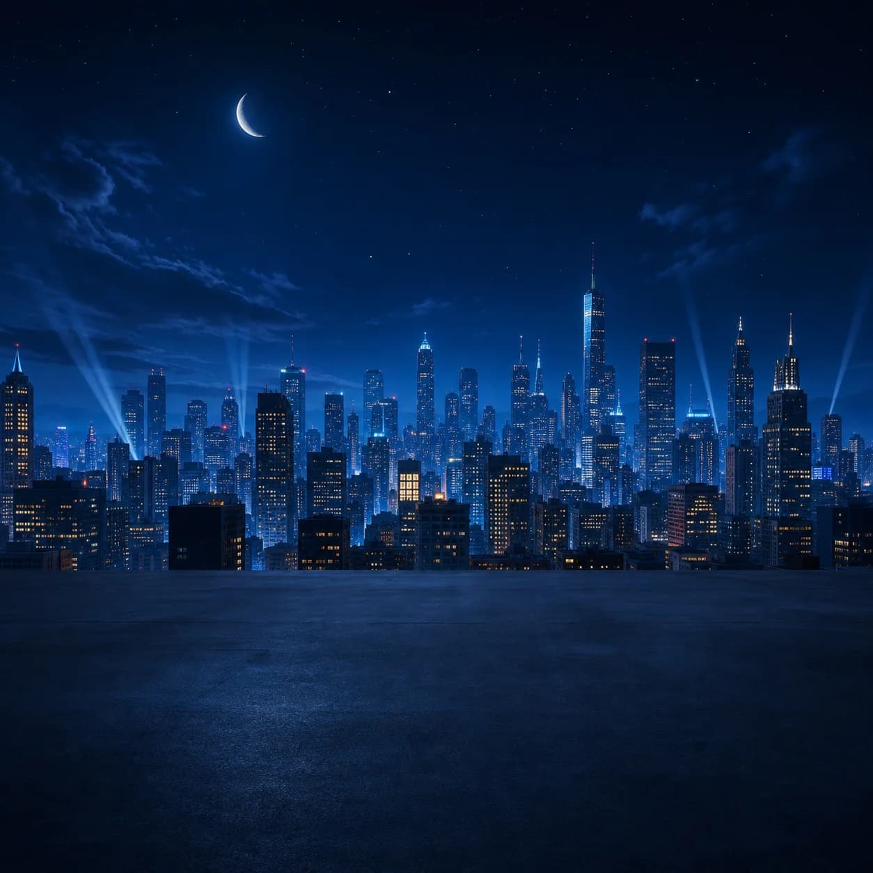 Moonlit Night City skyline arena in Banana Toss.