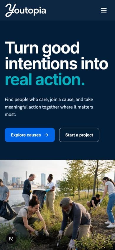 Mobile Youtopia public homepage